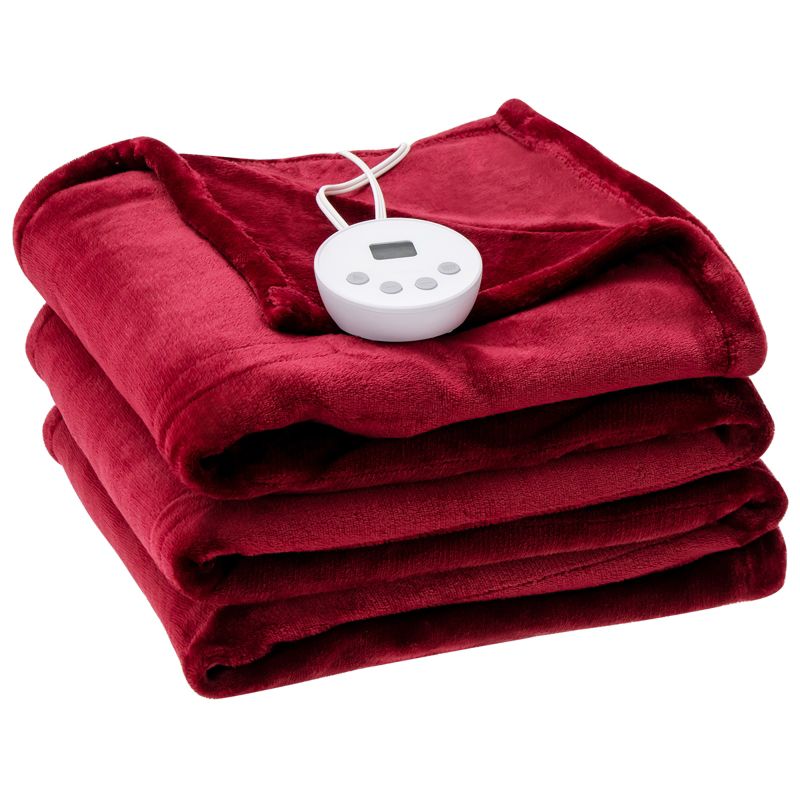 Tangkula 84" x 62" Electric Heated Blanket Throw Flannel Heating Blanket w/10 Heat Settings Gray/Beige/Red/Blue, 4 of 5