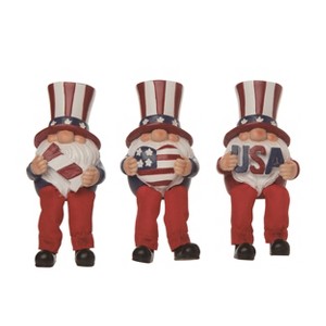 Transpac Resin 3.75" Red White and Blue 4th of July Patriotic Gnome Shelf Sitters Set of 3 - 1 of 2