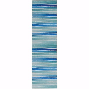 HomeStock Washable Janna Ivory/Blue 2x8, Transitional, Machine Woven with Printed Designs - 1 of 4