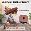 3-Seat Outdoor Patio Steel Swing Chair with Adjustable Canopy, Convertible Reclining Bed, Removable Cushions - 4 of 4