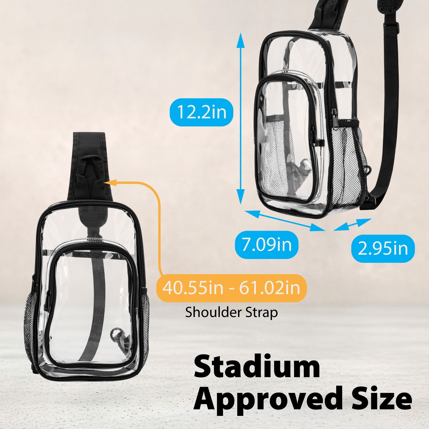 Сумка Garnen Clear Bag For Stadium Events, Clear Crossbody Bag For Stadium, Clear Crossbody Purse for Concerts Festival, Stadium Bag With Zipper and Strap — фото 5