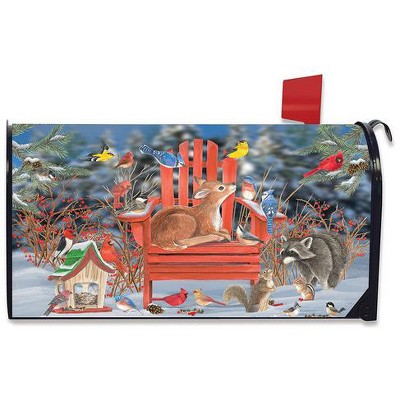 Snow Day Gathering Winter Magnetic Mailbox Cover Fawn Standard Briarwood Lane