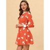 Allegra K Women's Peter Pan Collar Contrast Printed A-Line Short Dresses - 2 of 4