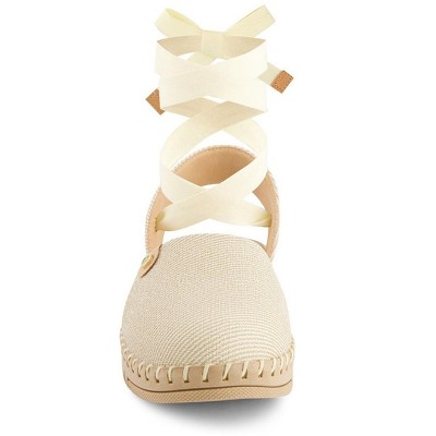 Женские балетки Andrea Textile Ribbon Lace Flats 65286 Beige — фото 4