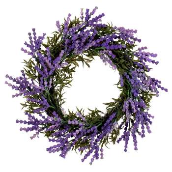 Vickerman 16" Purple Artificial Lavender Wreath.