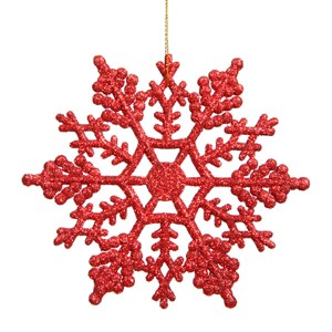 Northlight Glitter Snowflake Christmas Ornaments - 4" - Red - 24ct - 1 of 1