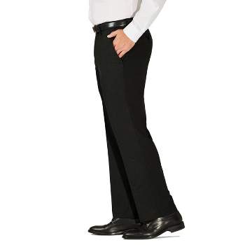 Men's White Pinstripe on Black Suit Trousers Tailored Fit Flat Front Dress  Pants [TRS-ALFRED-BLACK-32] at  Men's Clothing store