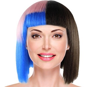 Colorful Short Bob Wig with Bangs Pop Singer Women Cosplay Dress Up Costume Halloween Party Wigs - 1 of 4