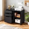 FDW 3 Drawer Lateral File Cabinet Mobile File Cabinet with Open Storage Shelves Office Printer Stand & Under-Desk Organizer with Wheels for Home - 2 of 4