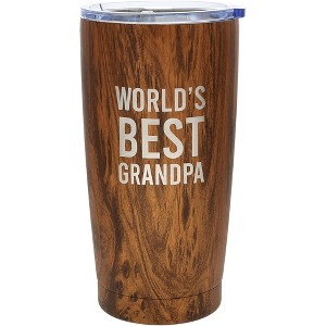 Pavilion Gift Company - Grandpa - 20 oz Wood Finish Stainless Steel Travel Tumbler - Portable Drinkware - 1 of 4