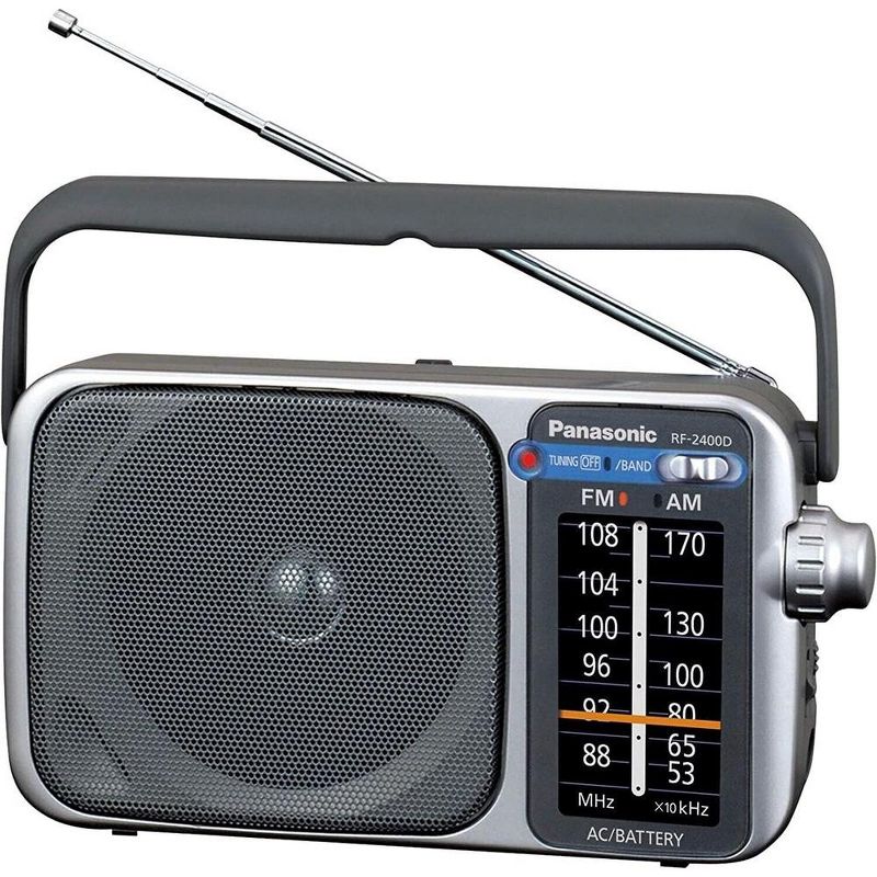 Panasonic Portable AM / FM Radio, Battery Operated Analog Radio, AC Powered, Silver, 1 of 6
