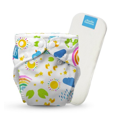 Charlie Banana Baby 2-in-1 Reusable Fleece Cloth Diapering System, Reusable  and Washable, 6 Diapers and 12 Inserts, One Size, Unisex Pastel