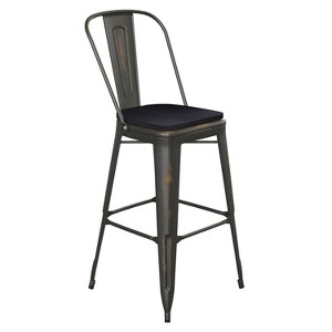 Flash Furniture Carly Commercial Grade 30" High Metal Indoor-Outdoor Bar Height Stool with Back and Polystyrene Seat - 1 of 4