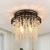 PAKOKULA 4-Light Black Glam Flush Mount Ceiling Light with Round Tier Cascading Crystal Shades - 2 of 4