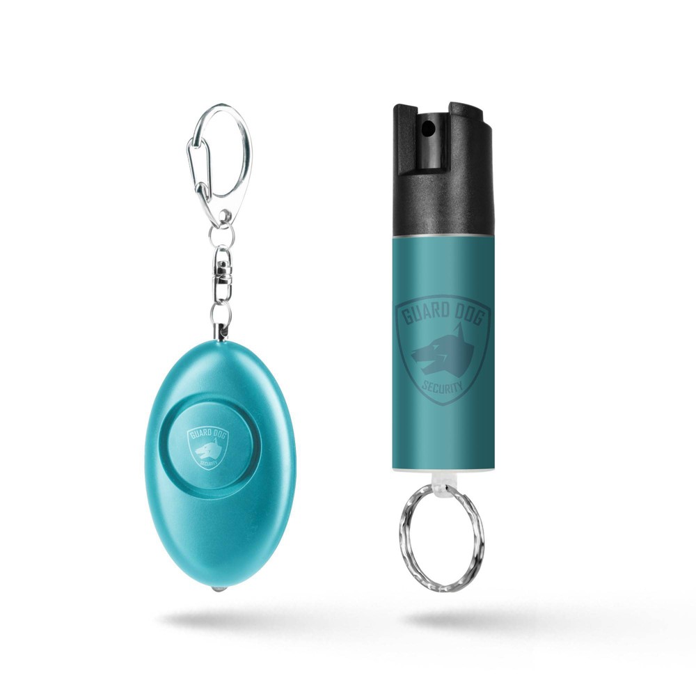 Guard Dog Security on The Go Protection Set Keychain Pepper Spray with Keychain Alarm and LED Light Teal