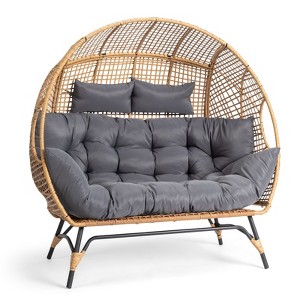 Karl Home | Metal and PE Rattan Double-person Egg Chair - 1 of 4