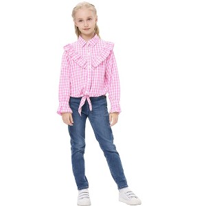 Girls Summer Crop Tops Long Sleeve Button Down Shirt for Girl 3-12Y - 1 of 4