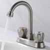LunaLulink 2 Handle Brushed Nickel Stainless Steel Center Sink Faucet with Overflow Pop-Up Sink Spout - 3 of 4