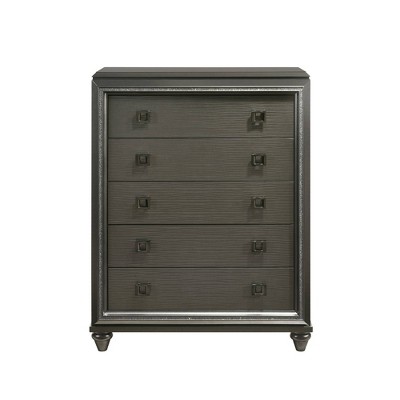 Faris Black 5-Drawer Chest with Felt Lined Top Drawer