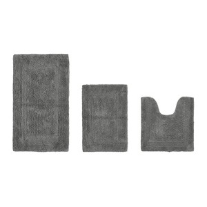 Lux Premium 100% Cotton  Ultra-Soft Tufted Solid Reversible 3 Piece Bath Rug Set, Water-Absorbent, Durable, Machine Washable Bathroom Rug - 1 of 4