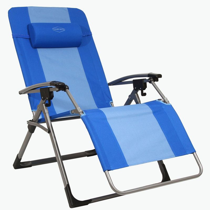 Kamp-Rite Outdoor Folding Reclining Zero Gravity Chair w/Headrest Pillow for Backyard, Camping, Tailgating, and Sports, 300 LB Capacity, 1 of 7