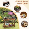 Costzon Mud Kitchen, Outdoor Play Kitchen with Stoves, Sink & Faucet, Blackboard, Cooking Accessories, Storage Shelf, Wooden Playset for Kids - 3 of 4