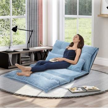 Oris 43.3" W Polyester Adjustable Folding Futon Sofa Video Gaming Sofa with Two Pillows Multifunctional Bean Bag Chair/Sofa-Maison Boucle