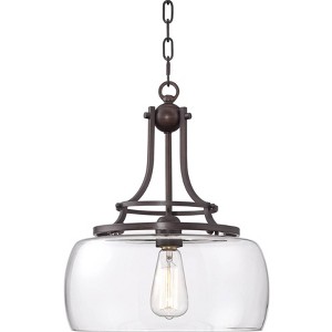 Franklin Iron Works Charleston Bronze Pendant Chandelier 13 1/2" Wide Modern LED Clear Glass for Dining Room House Kitchen Island Entryway Bedroom - 1 of 4
