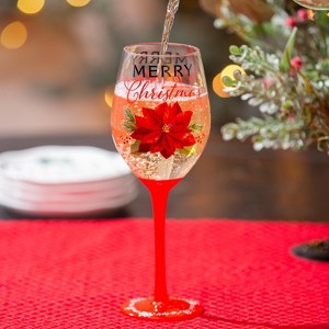 Stemmed Wine Glass, 17 oz., w/ Box ,Christmas Joy - 1 of 3