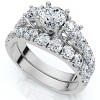 Pompeii3 1 3/4Ct 3-Stone Diamond Engagement Wedding Ring Set 14k Gold or Pt Lab Created - 3 of 4