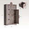 Wooden Floor Cabinet, Entryway Storage Unit Console Table With 5 Drawers And 1 Door Cabinet, Farmhouse Kitchen Pantry Cabinet For Bedroom/Laundry - 3 of 4