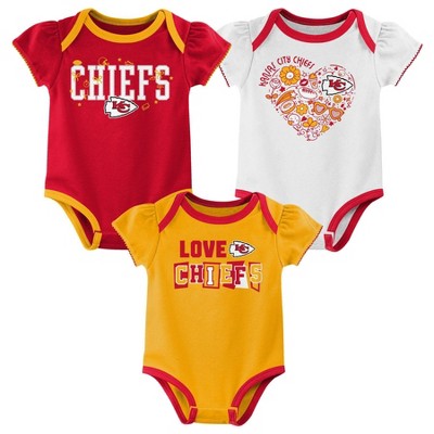 Image of NFL Kansas City Chiefs Infant Girls' 3pk White Bodysuit - 12M