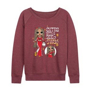 Women's - LOL Surprise! - Extra w/ a Side of Swag Lightweight French Terry Wide Neck Long Sleeve Graphic Shirt - 1 of 4