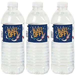 Big Dot of Happiness Blast Off to Outer Space - Rocket Ship Baby Shower or Birthday Party Water Bottle Sticker Labels - Set of 20 - 1 of 4