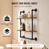 VEVOR Industrial Pipe Shelf, 2 Tier 24x7.87in, Wall-Mount Floating Rustic Wood Shelves Bracket Display Bookshelf,Storage Rack Sundries Holder, Black - 3 of 4