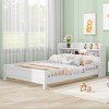 Streamdale Wood Full Size Platform Bed With Built-In LED Light, Storage Headboard And Guardrail, White - 3 of 4