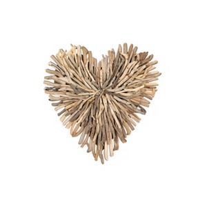 Storied Home Driftwood Heart Shaped Wall Decor: Modern Geometric Hardwood Sculpture, Dry Dust Care, Vertical Orientation - 1 of 4