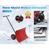Wheeled Snow Shovel with Adjustable Angle, 29" Snow Plow for Easy Driveway & Sidewalk Clearing, Ergonomic Padded Handle, Red - 2 of 4