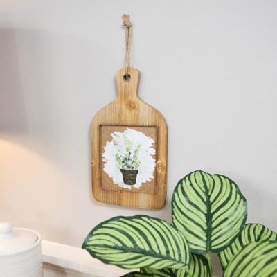 Natural Wood Cutting Board Floral Wall Decoration with Jute String