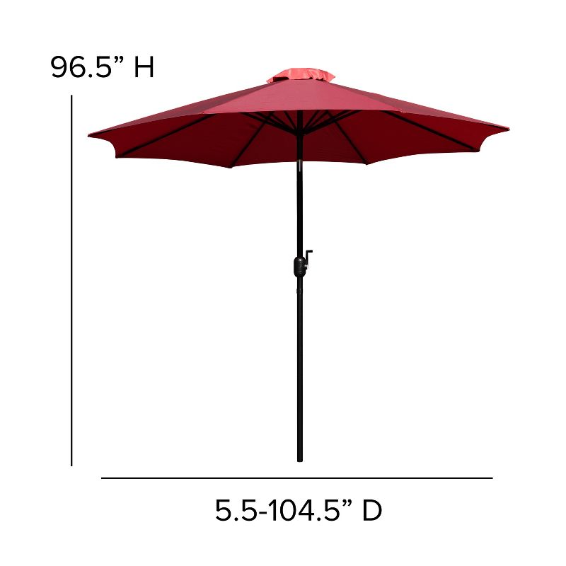 Merrick Lane 9' Round UV Resistant Outdoor Patio Umbrella With Height Lever And 33° Push Button Tilt, 6 of 12
