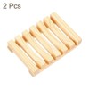 Unique Bargains Wooden Natural Self Draining Bathroom Kitchen Sink Soap Dish - 3 of 4
