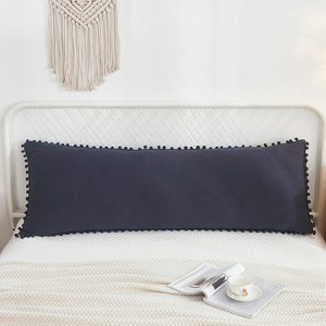 Pom-Pom Fringe Pillowcases & Body Pillow Cover – Soft Decorative Bedding Shams with Deep Pocket, Queen/King/Body Options - 1 of 4