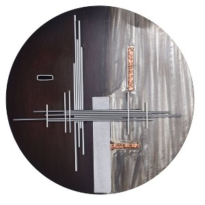 Geo Moon Metal Wall Sculpture Silver - StyleCraft: Iron Abstract Art, Contemporary Design, Includes Mounting Hardware - 1 of 4