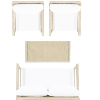 Beige Wicker 4-Piece Outdoor Living Set with Cushions