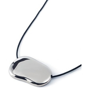 Chunky Gold Pebble Pendant Necklace on Adjustable Black Cord, Minimalist Statement Jewelry - 1 of 4