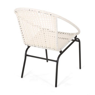 Outdoor Dining Chairs Set Of 2, Wicker Rattan Cozy Round Chairs, Patio Chairs With Metal Legs, Bistro Chairs With Wicker Backrest For Backyard