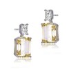 Elegant White Gold Plated Rectangle Stud Earrings Adorned with Vibrant Colored Cubic Zirconia for a Bold and Refined Look - 3 of 3