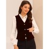 INSPIRE CHIC Women's Steampunk Velvet Sleeveless Button-Down V-Neck Suit Vest - 2 of 4