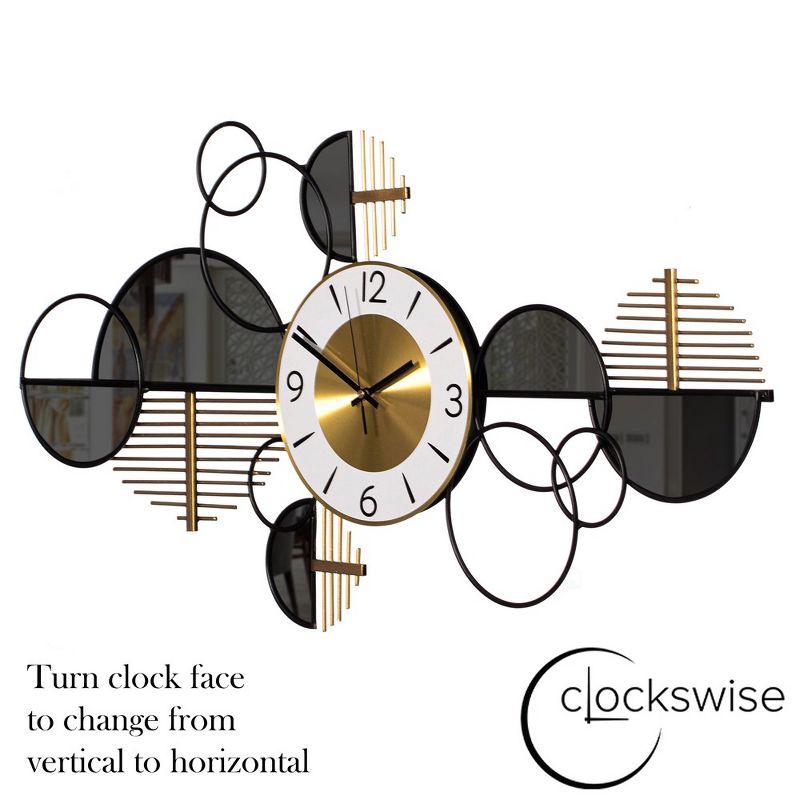Clockswise Big half-moon Wall Clock, Decorative Unique Metal 32.75” Oversize Timepiece – Mounted vertical or horizontal – Hanging Supplies Included, 4 of 10