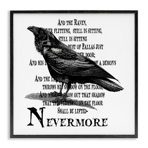 Stupell Industries Creepy Halloween Black Crow Raven Framed Giclee Art, Black, 12" x 12" - 1 of 4